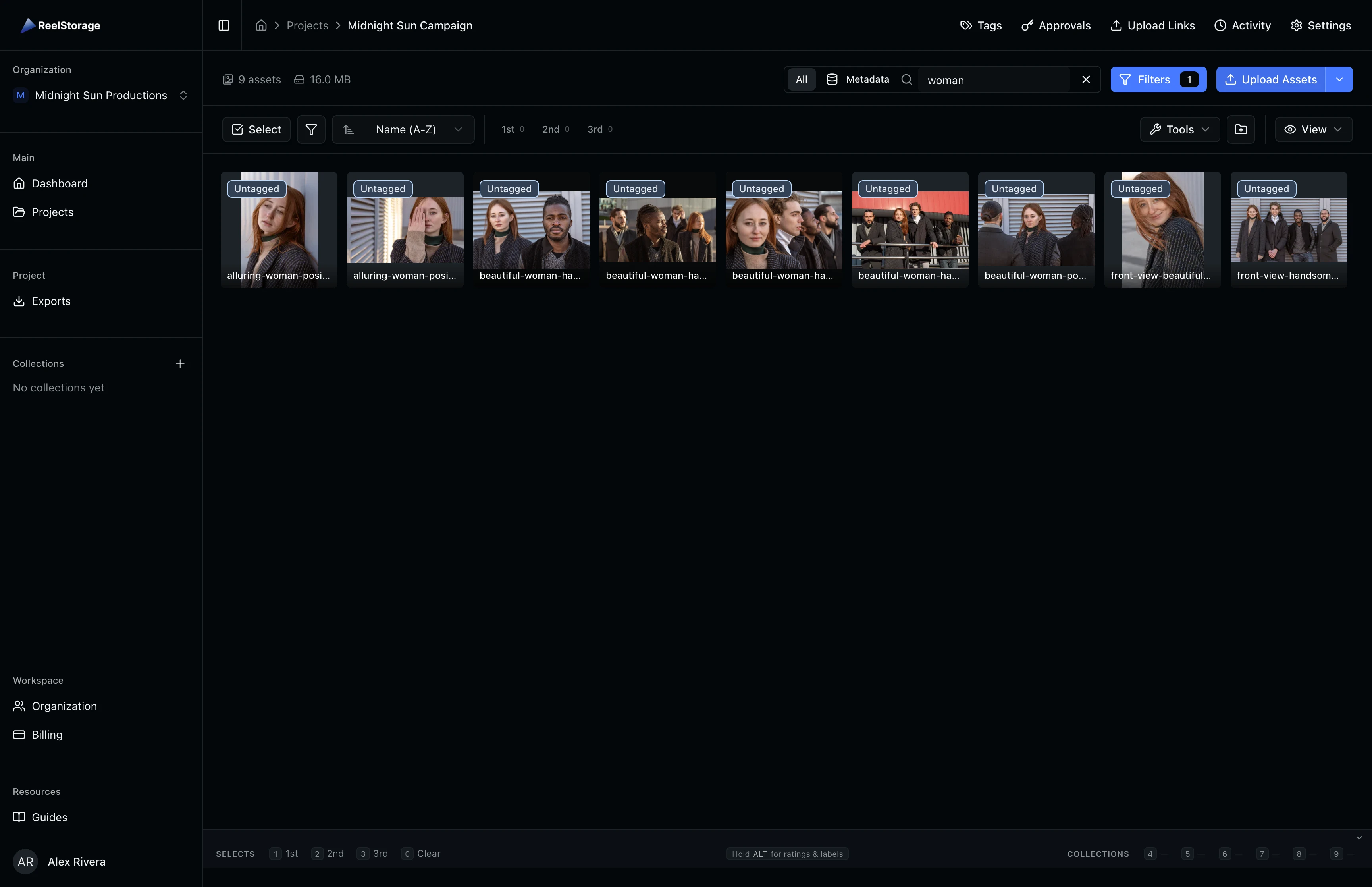 Search bar with a search query entered and filtered results displayed in the grid