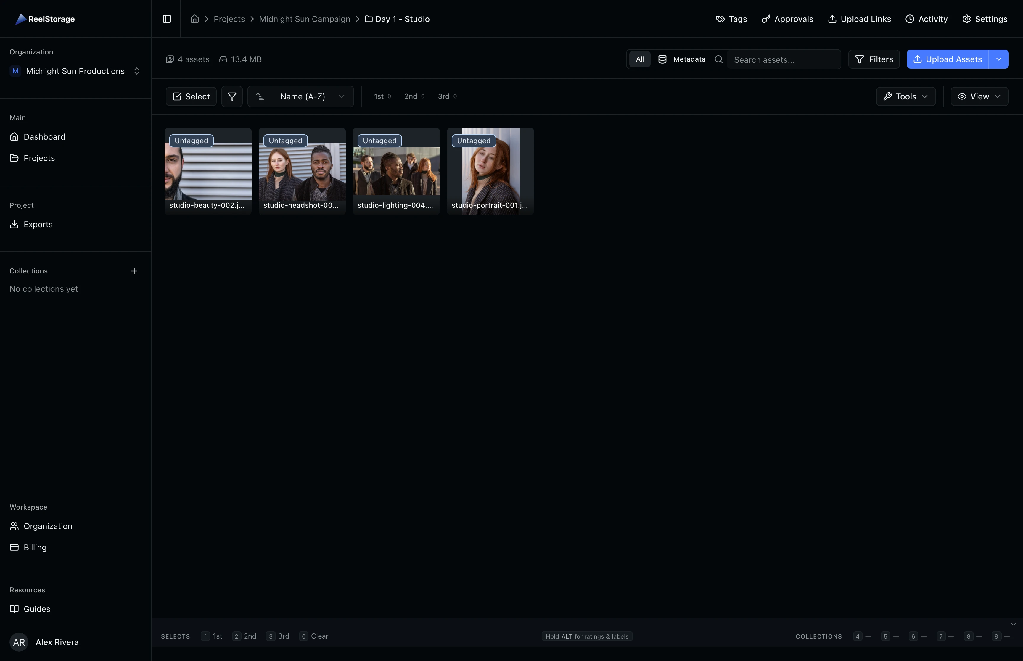 Inside a folder view showing filtered assets and updated breadcrumb navigation